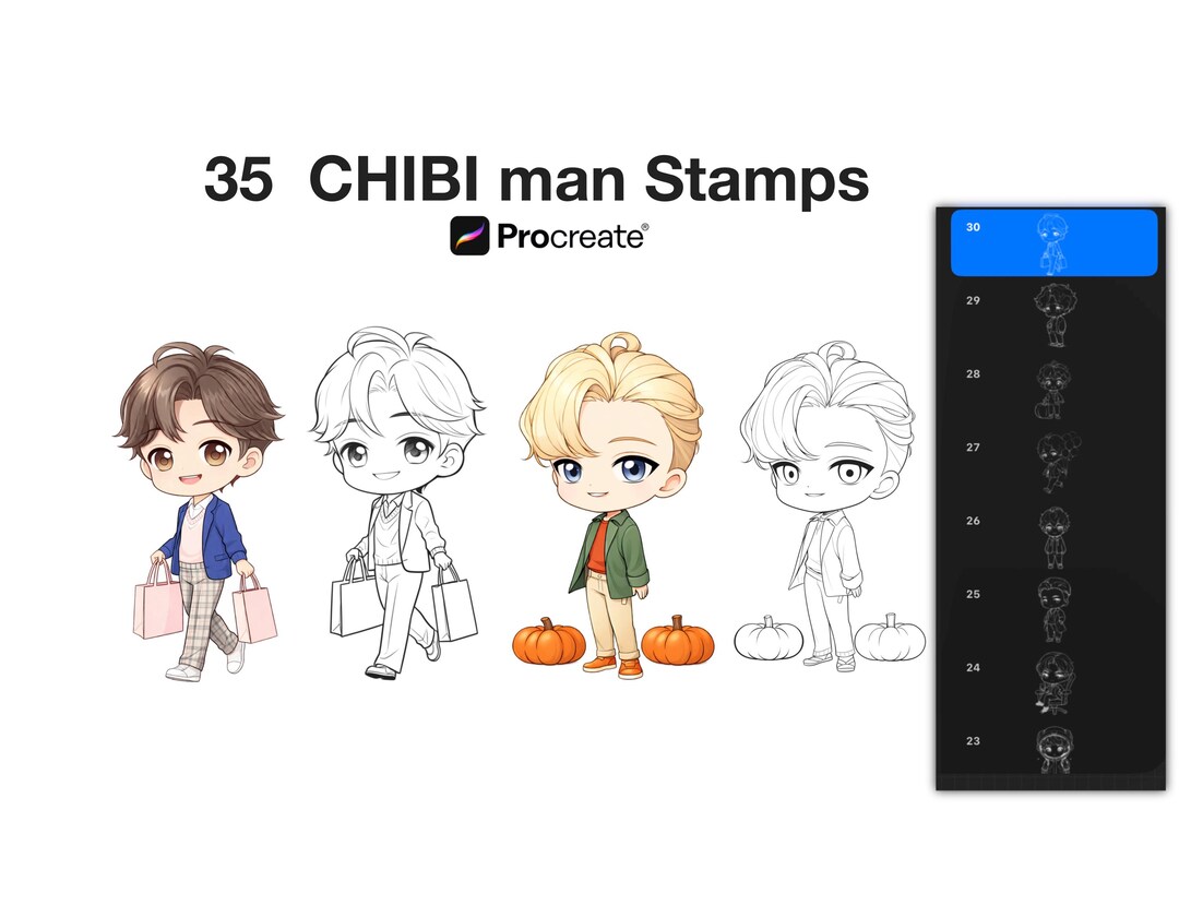 Chibi Girls Stamps Procreate: Body Stamps Chibi Procreate Brush Set - Etsy