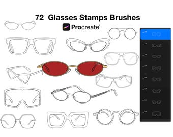 72 Glasses Stamps Brushes for Procreate | Sunglasses, Eyeglasses (Digital Download)