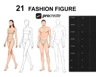 Procreate Female & Male Pose Stamps – Fashion Figure Drawing Brush Set (Digital Download)