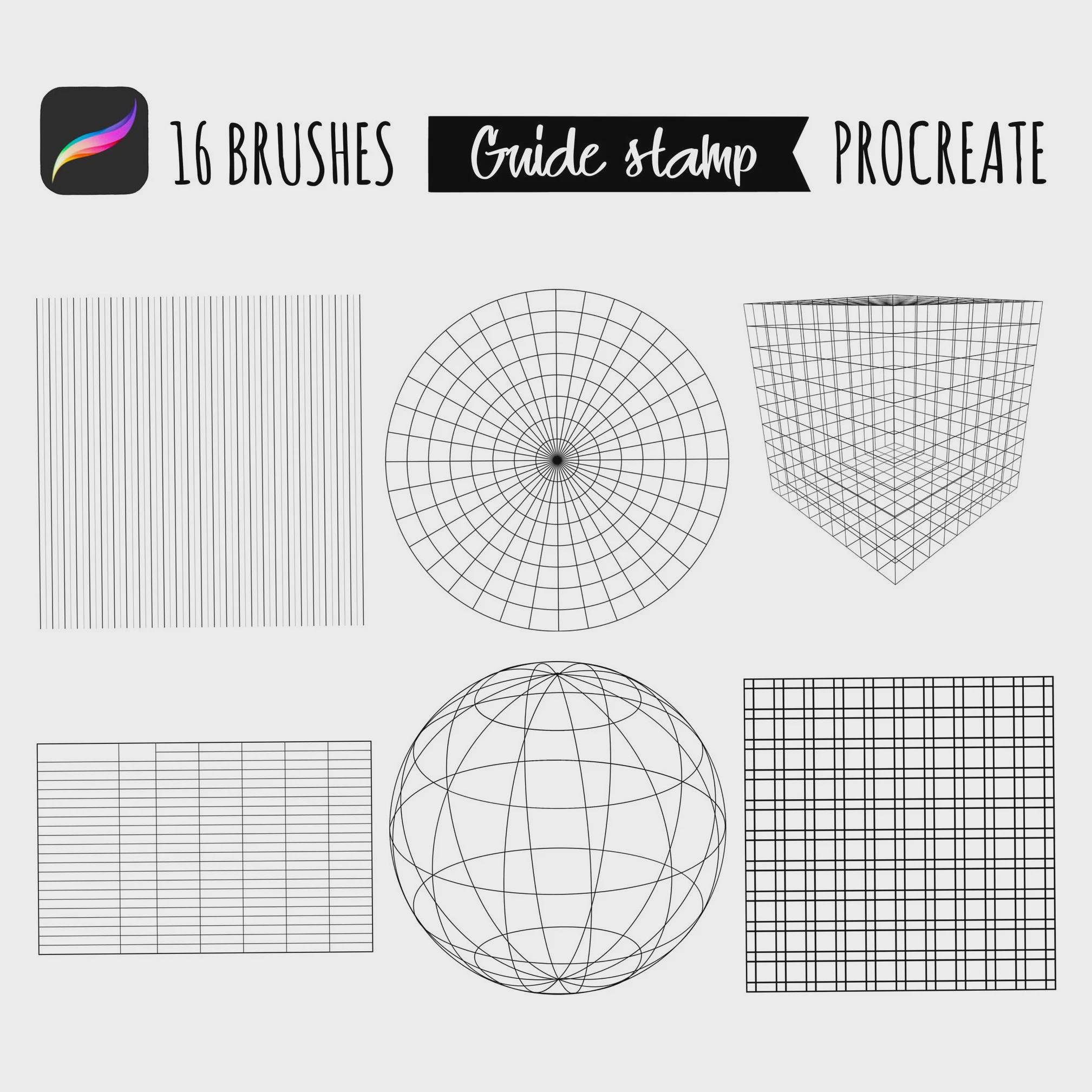 Procreate Grid & Guide Brushes | 16 Stamp Set - Etsy