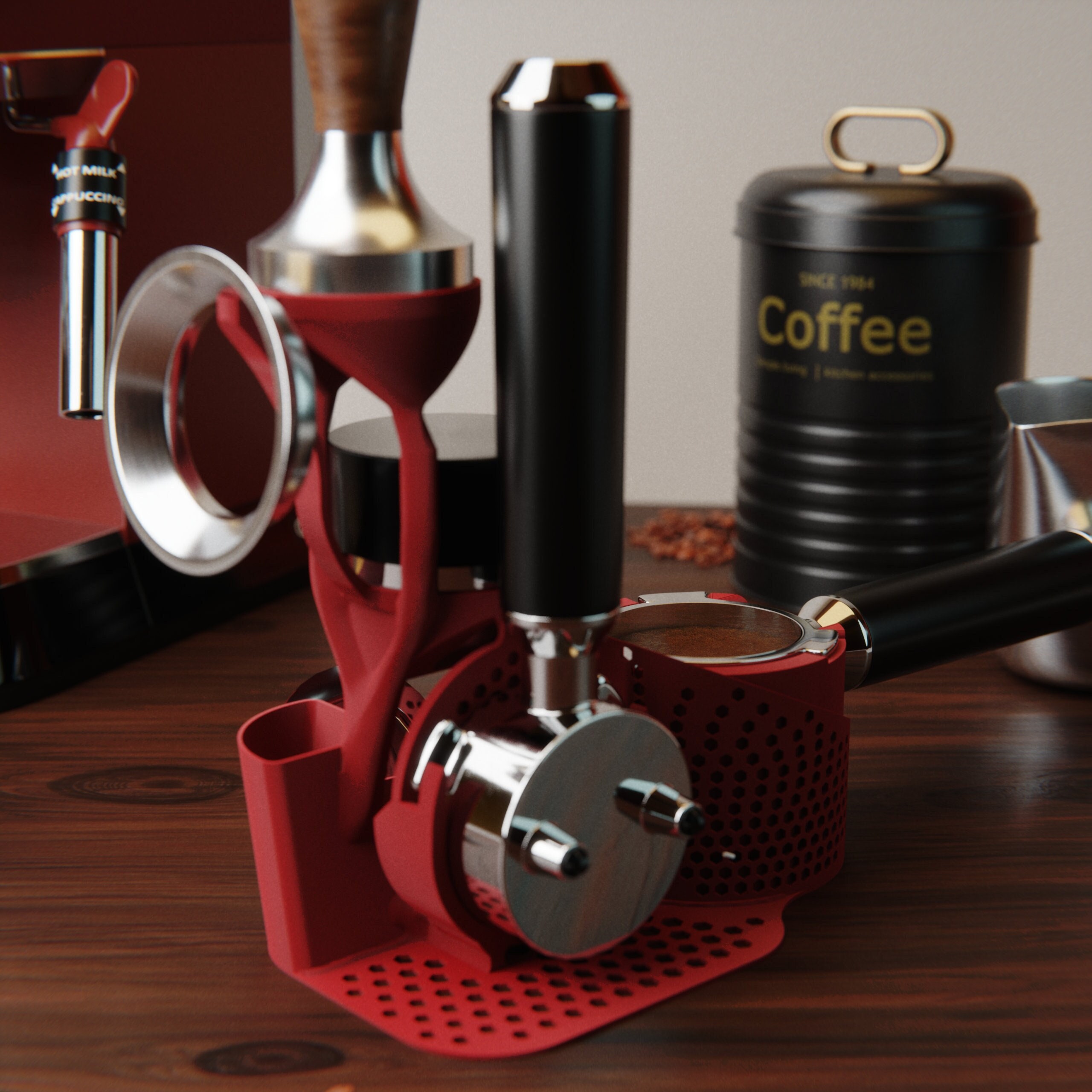 HOLIHOKY Taperstation 58, Taperstation Holz für Siebträger 58