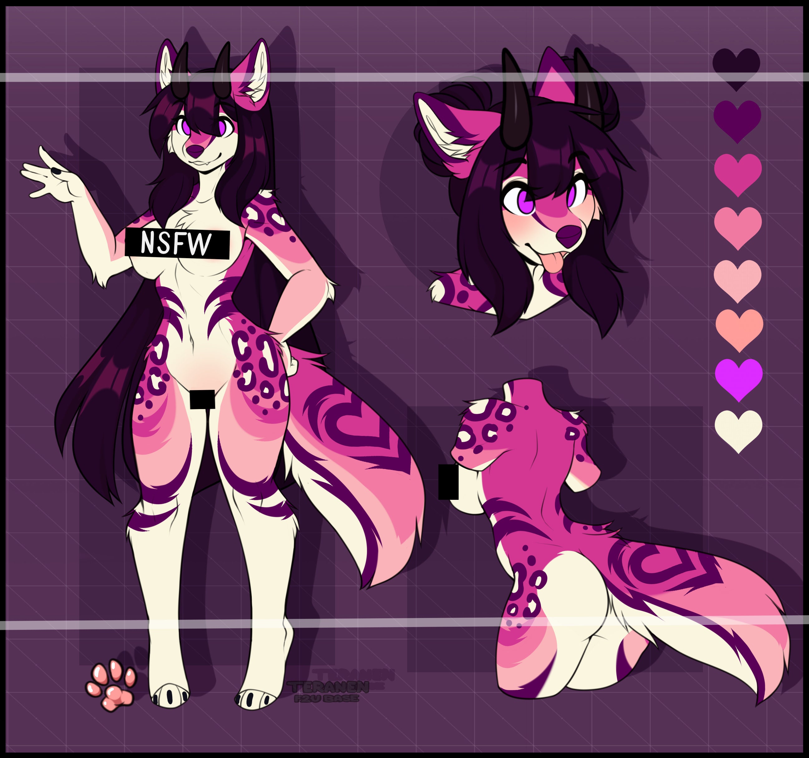 Female Anthro Canine Demon Fursona Adopt Furry Character Full Reference ref  Sheet - Etsy