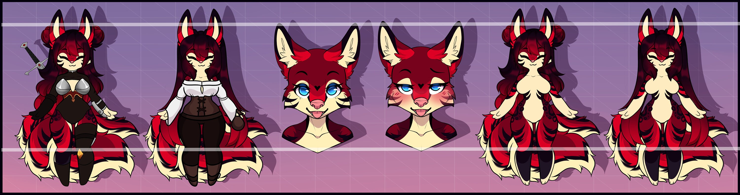 MEGA REFERENCE Nsfw Red Kitsune Warrior Anthro Fursona Adopt Etsy