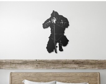 Funny Ninja Samurai Metal Wall Art | Ninja Silhoutte | Home Decor Metal Art Wall Hanging | Ninja Wall Decor | Ninja Turtle Sign