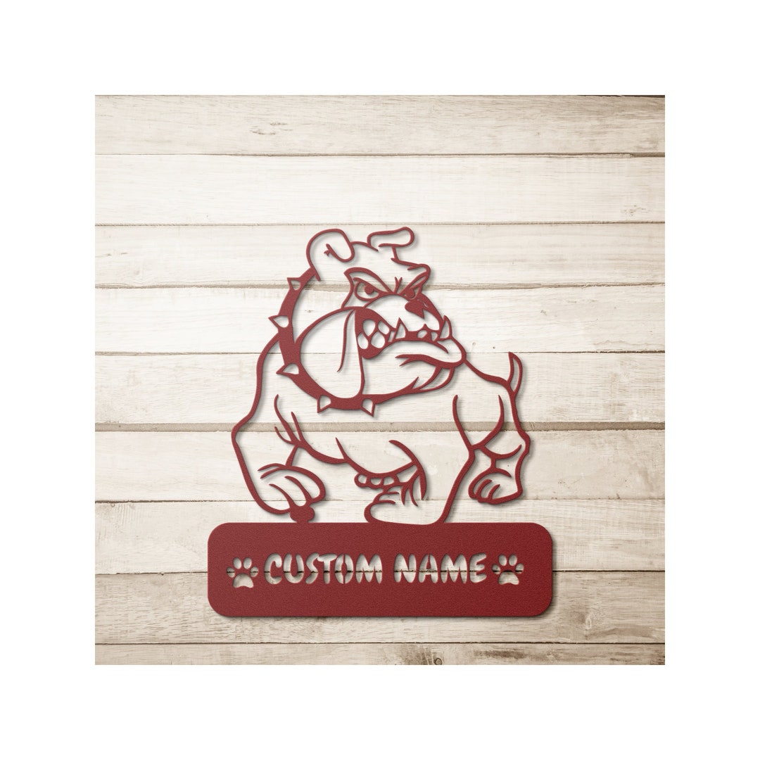 Cartoon Bulldog Personalized Metal Sign | Dog Metal Wall Art ...