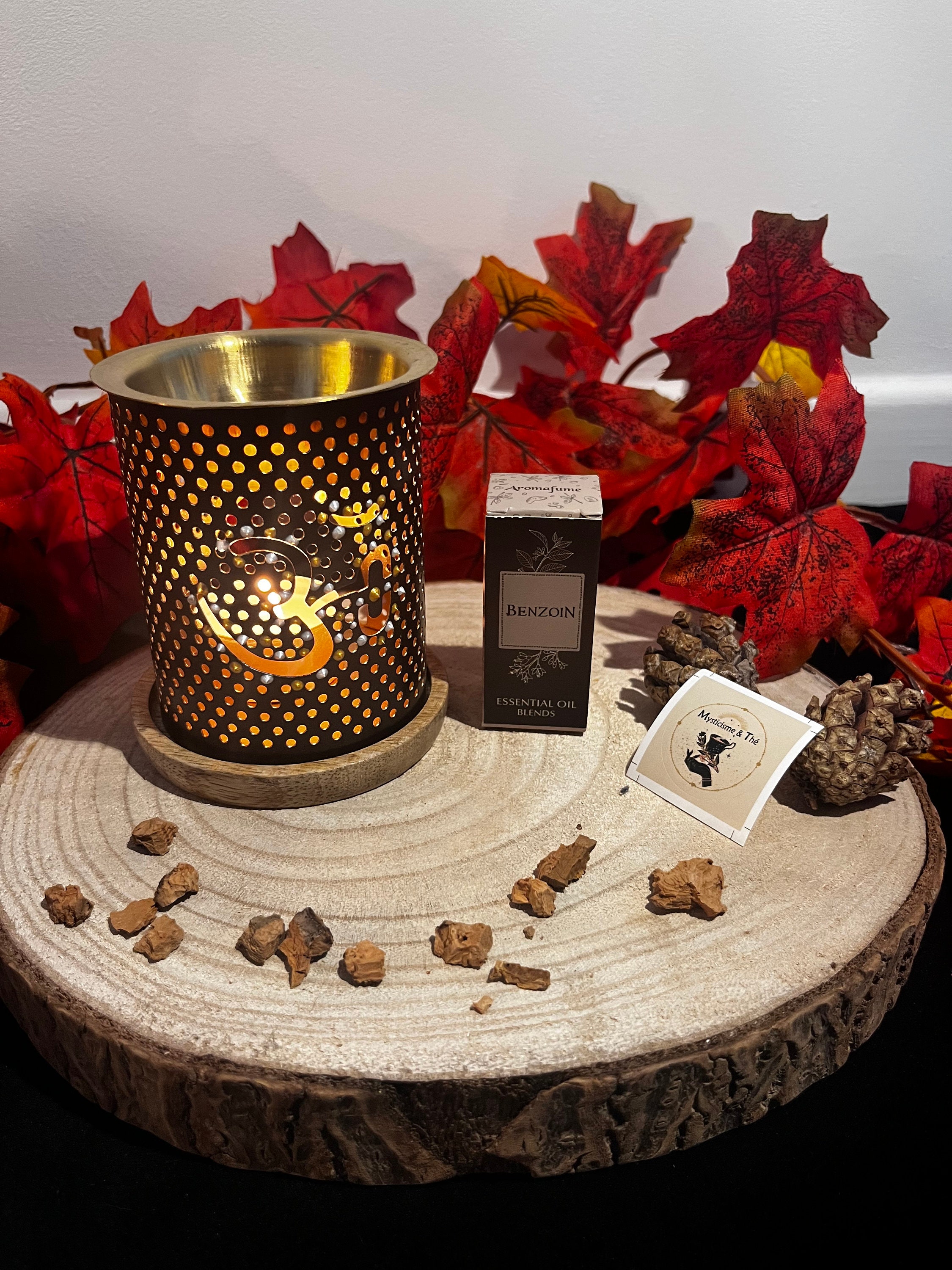 Lampe diffuseur de parfum électrique pour galets cire en céramique bouddha  noir artisanal