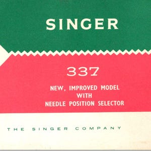 PDF - SINGER Model 337 Sewing Machine Owner&#39;s Manual Digital File Guide Vintage Instructions