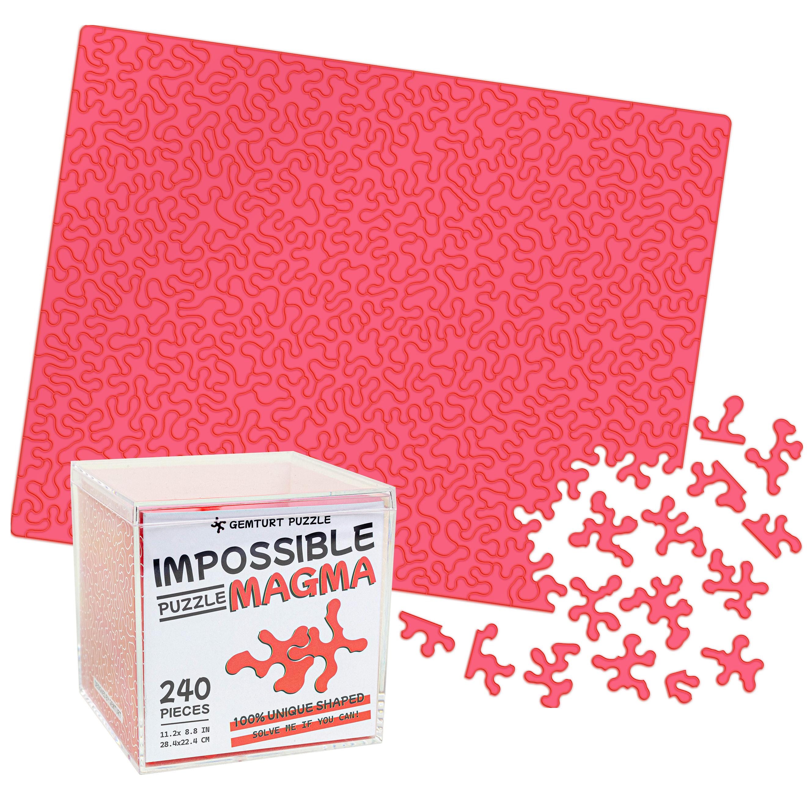 Impossible Magma Puzzle - Unique Jigsaw Puzzle - Red Transparent Acrylic 240 Pieces Non-Repeat Shape - Difficult Puzzle Clear Hard
