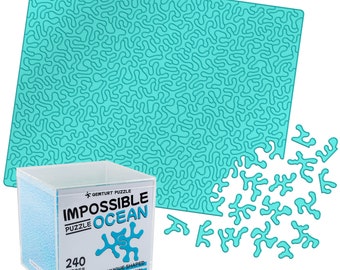 Impossible Ocean Puzzle - Unique Jigsaw Puzzle - Blue Transparent Acrylic 240 Pieces Non-Repeat Shape - Difficult Puzzle Clear Hard