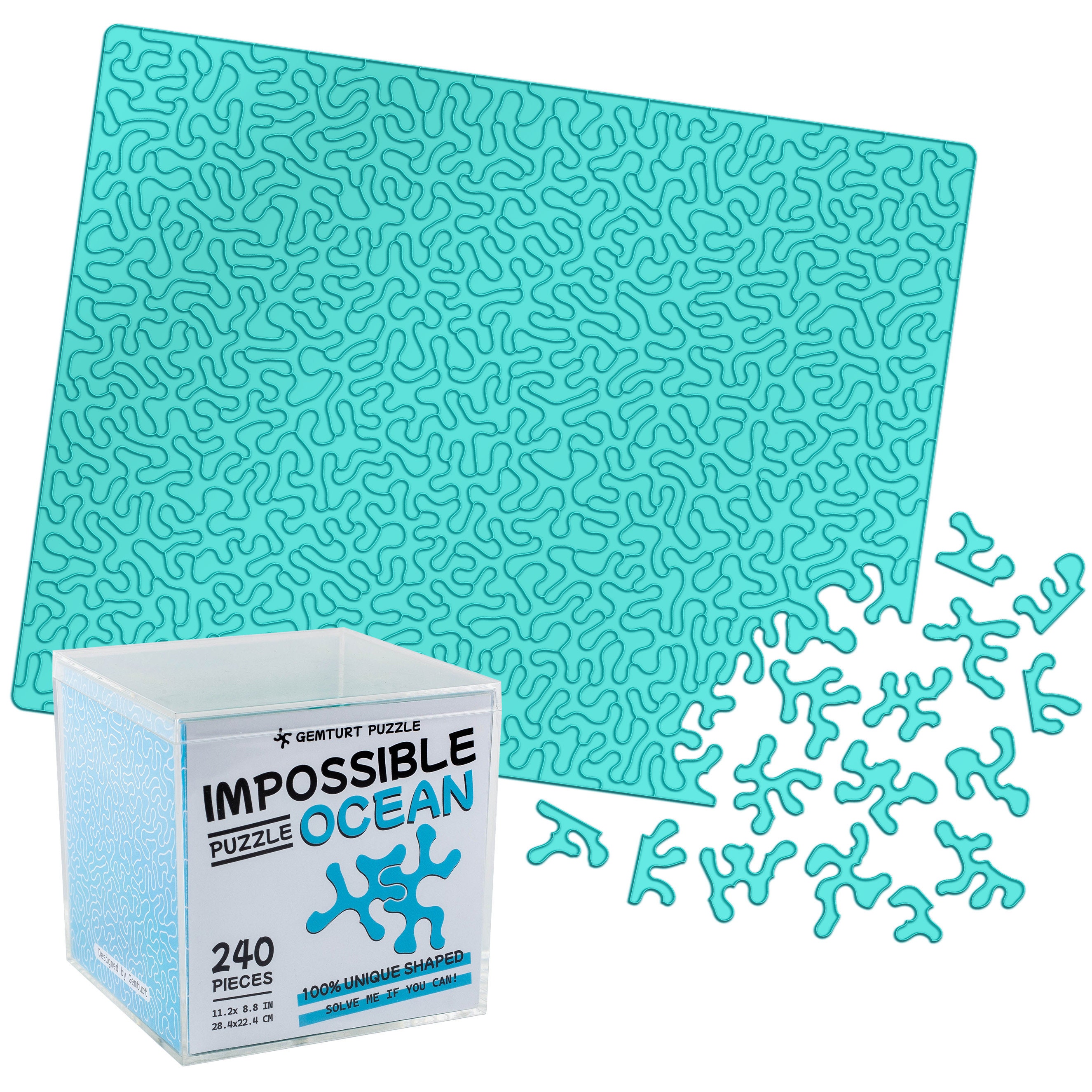 Impossible Ocean Puzzle Unique Jigsaw Puzzle Blue Transparent Acrylic 240 Pieces Non repeat Shape Difficult Puzzle Clear Hard Etsy UK
