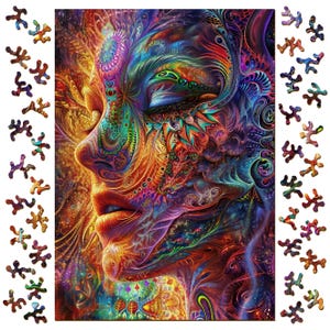 Meditative Spectrum Holzpuzzle: Einzigartige Abstrakte Formen, Kunst Geschenk