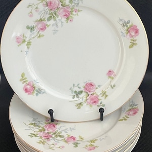 Vtg Union T Czechoslovakia Porcelain Pink Roses Salad Plates 8”