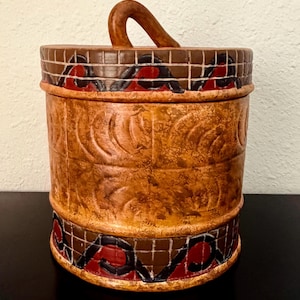 Vintage Bitossi Italy Ceramic Lidded Jar, Aldo Londi MCM Art Pottery