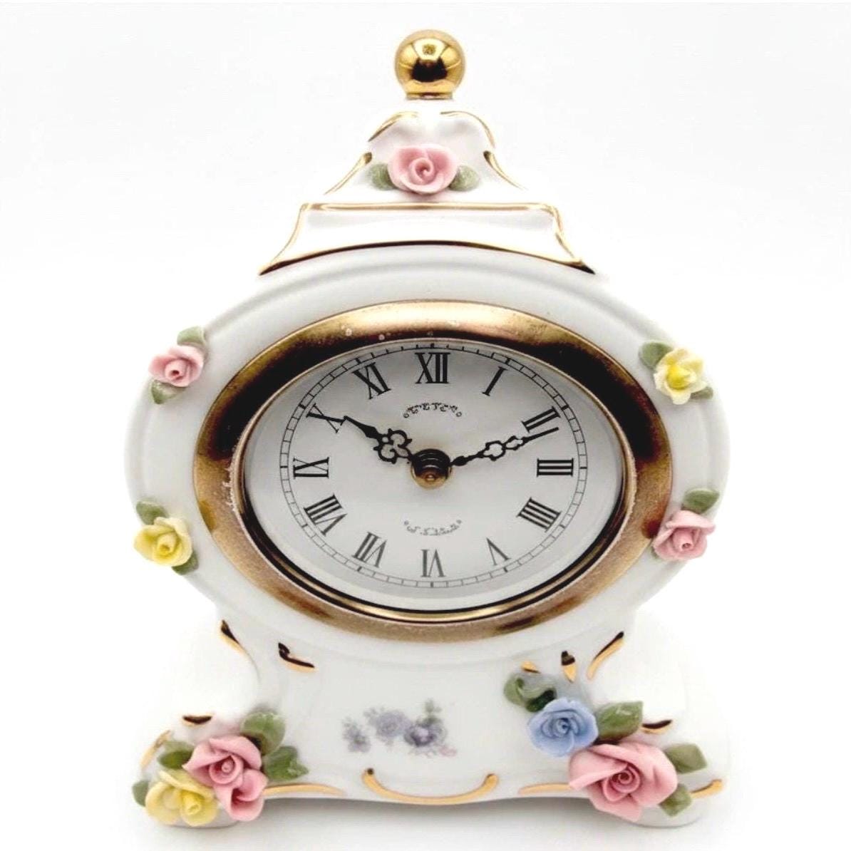 Sandizell Dresden ヴィンテージマントル時計　フローラル Sandizell Porcelain - Etsy