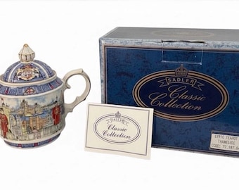 Vintage James Sadler Thameside Teapot in Original Box, London Landmarks Fine Bone China, Made in England