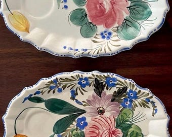 Vintage NOVE ROSE ITALY Hand Painted Snack Plates Renaissance Revival - Set Of 2