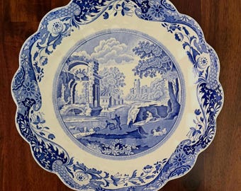 Vintage Spode Blue Italian Scalloped Serving Bowl (10-inch, 1996)