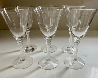 Vintage Fostoria Sceptre Crystal Water Goblets 7.5", Elegant Glass Stemware 6017, Set of 6
