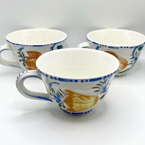 Nove Rose Italy Hand Painted Majolica Tea Cups Nove 1930s Set Of 6