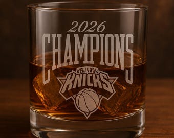 New York Knicks 2026 NBA Champions whiskyglas - set van 2