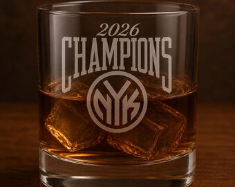Conjunto de 2 copos de uísque comemorativos dos New York Knicks, campeões da NBA em 2026.