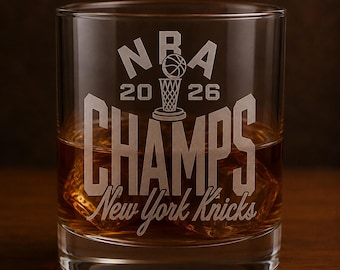 Conjunto de 2 copos de uísque comemorativos dos New York Knicks, campeões da NBA em 2026.