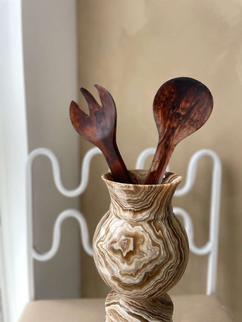 Marbled Resin Salad Server Set