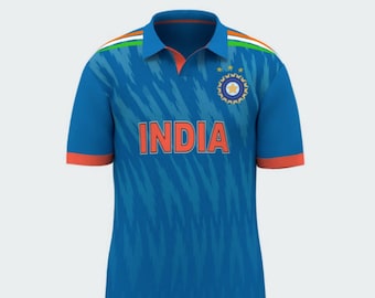 India Flag Blue Half Sleeves Jersey Indian Cricket Fan Jersey World Cup 2024