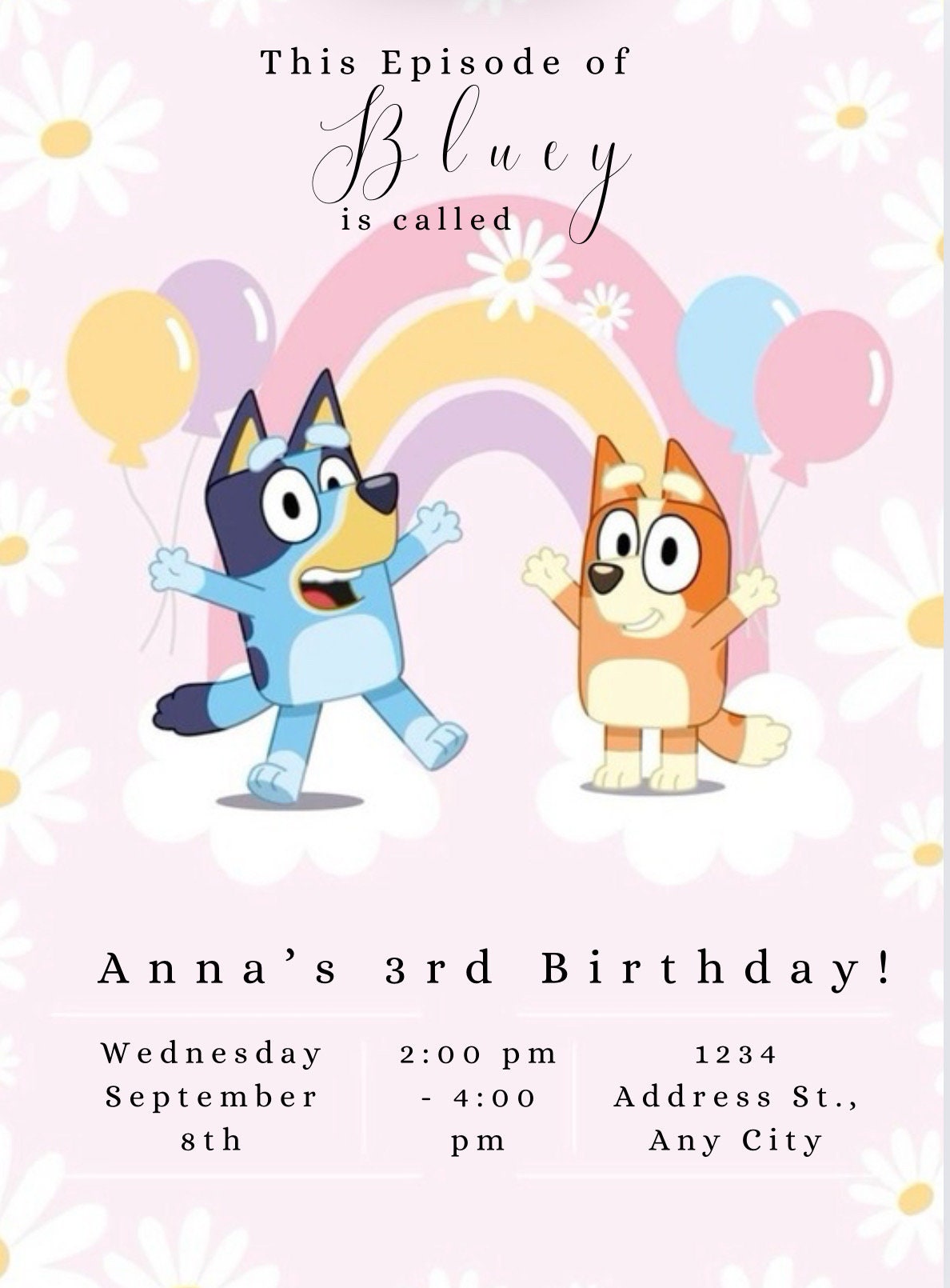 Custom Digital Bluey Birthday Invite
