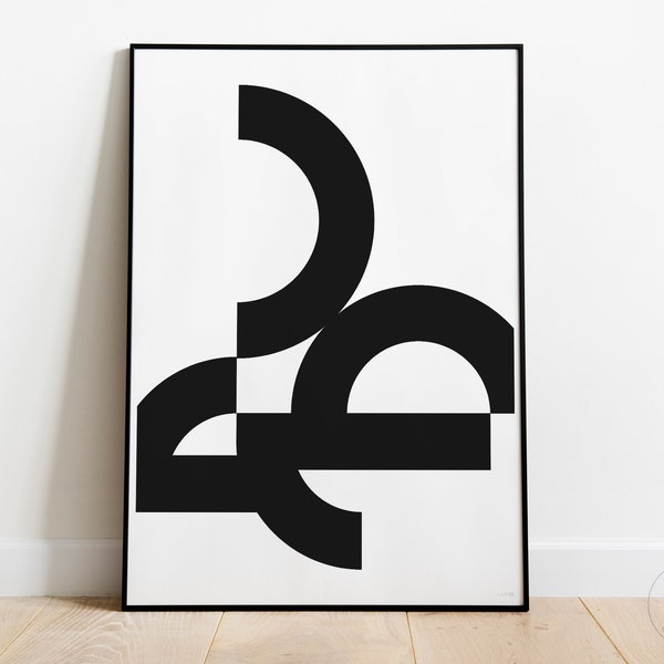 Number 2 print Typography wall art Two graphic number Black & White wall decor Digital printable number poster typography home decor