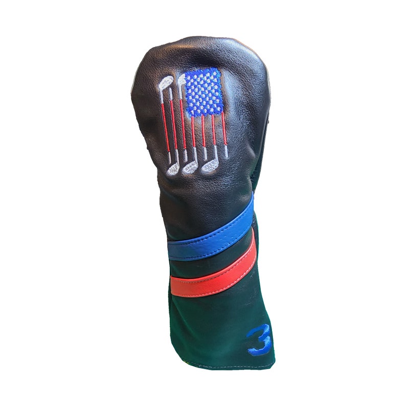 T-shirt de golf en cuir style rétro avec drapeau américain, 3 bois image 4
