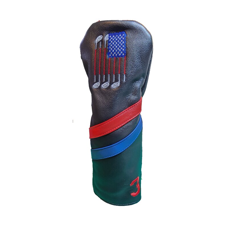 T-shirt de golf en cuir style rétro avec drapeau américain, 3 bois image 2