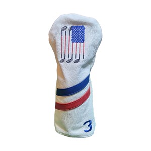 T-shirt de golf en cuir style rétro avec drapeau américain, 3 bois image 3