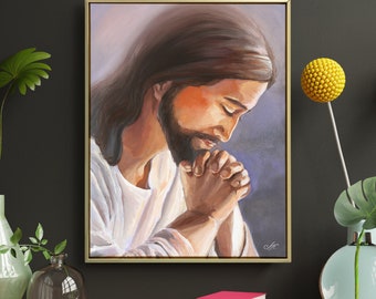 Realistic Jesus Christ Acrylic Painting on Canvas Original Jesus Wall Decor Hand Painted Bible Artwork Gift for Christian Lovers