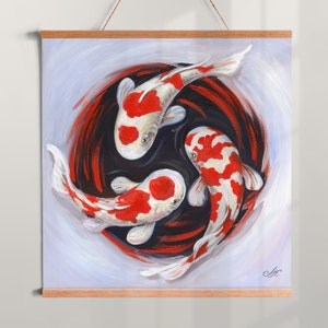 Koi print from painting Koi fish wall art decor Colorful koi fish art Fish artwork poster Fish picture UNFRAMED