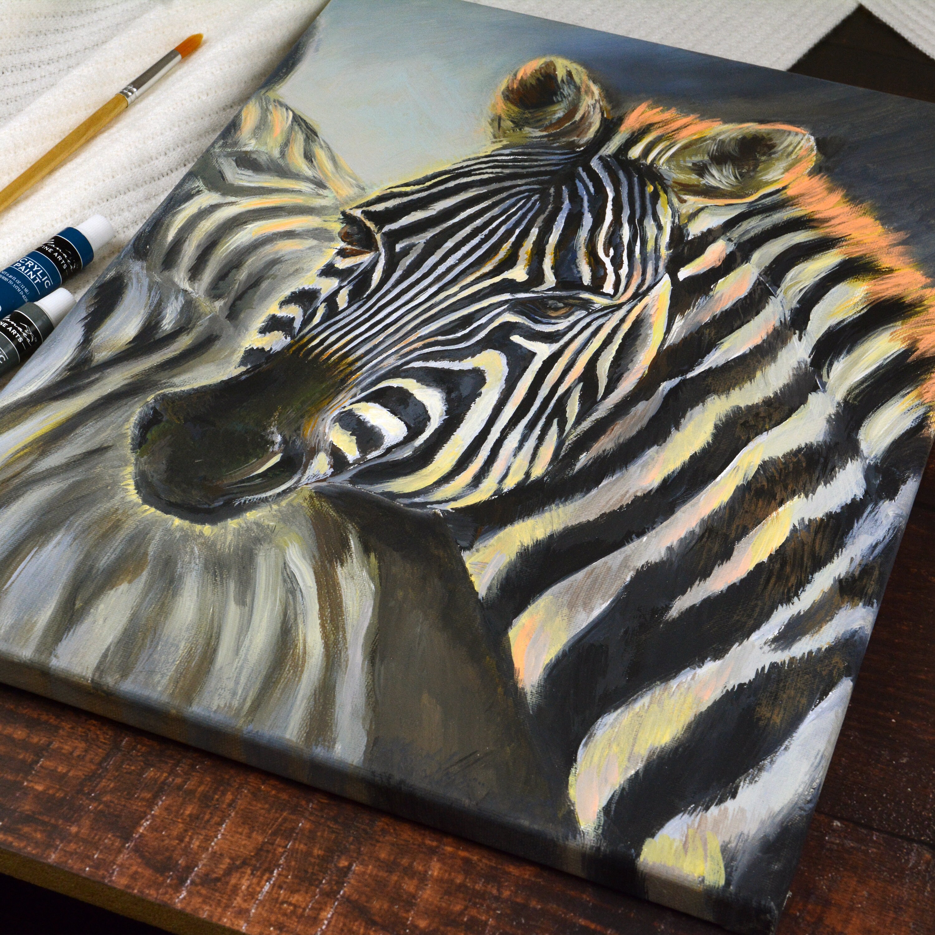 Zebra Painting on Canvas Zebra Wall Art Decor Original Zebra Lover Gift ...