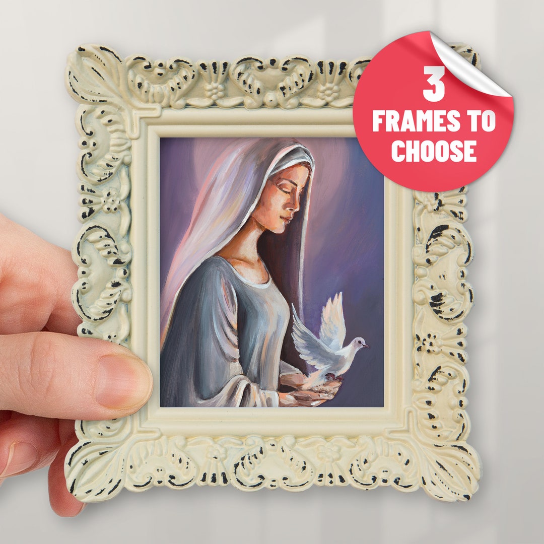 Realistic Virgin Mary Print With Frame Original Mary Wall Decor From ...