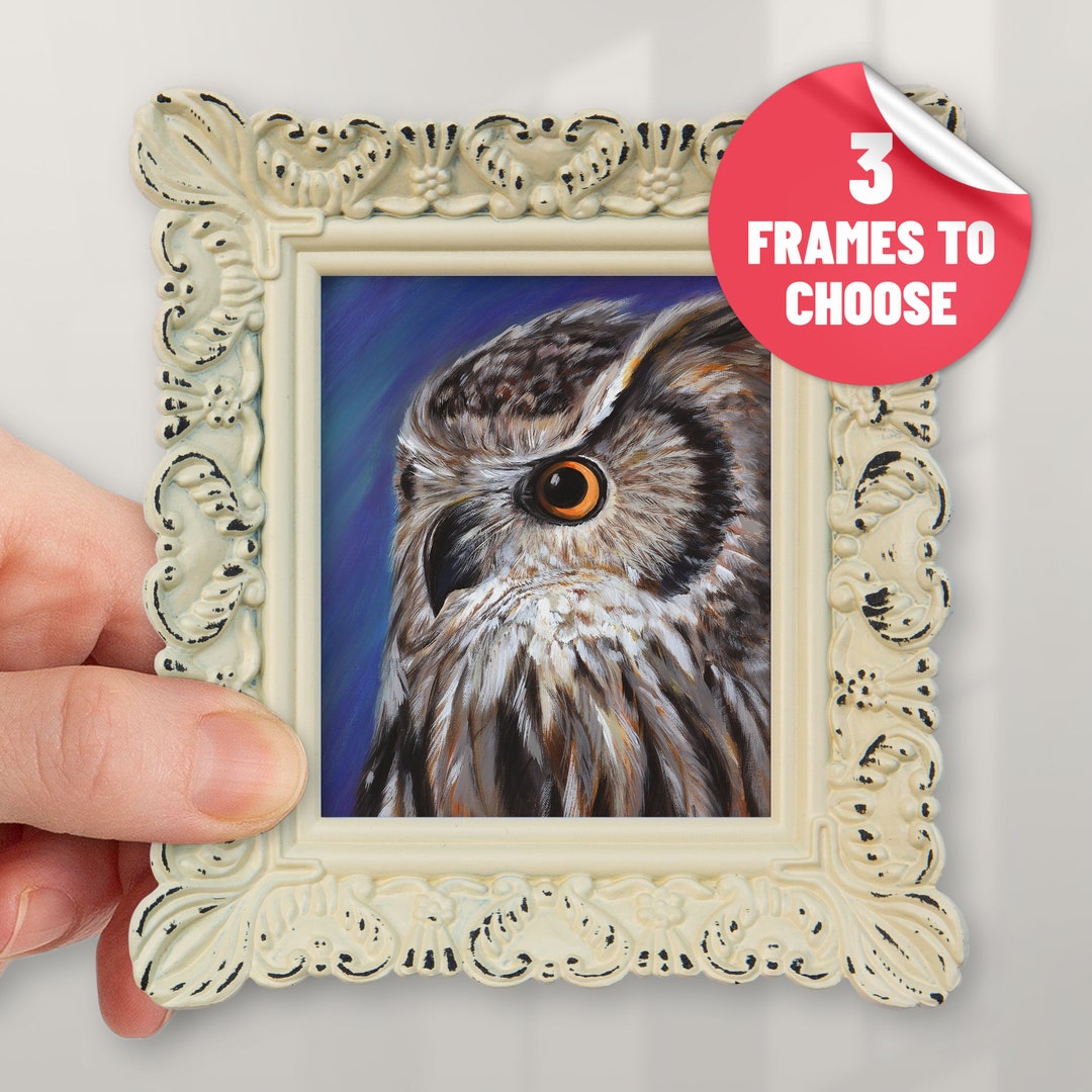 Realistic Owl Print With Frame Original Owl Wall Decor From Painting ...