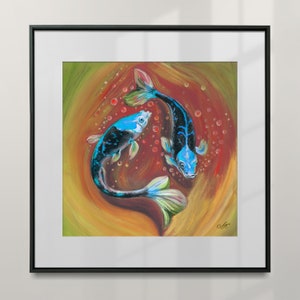 Koi print from painting Koi fish wall art decor Colorful koi fish art Fish artwork poster Fish picture UNFRAMED