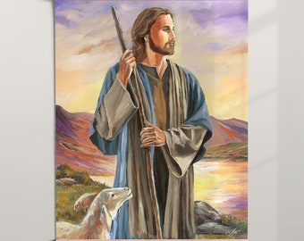 Realistic Jesus Christ Print from Acrylic Painting Original Jesus Wall Decor Poster Colorful Bible Artwork Gift for Christian Lovers
