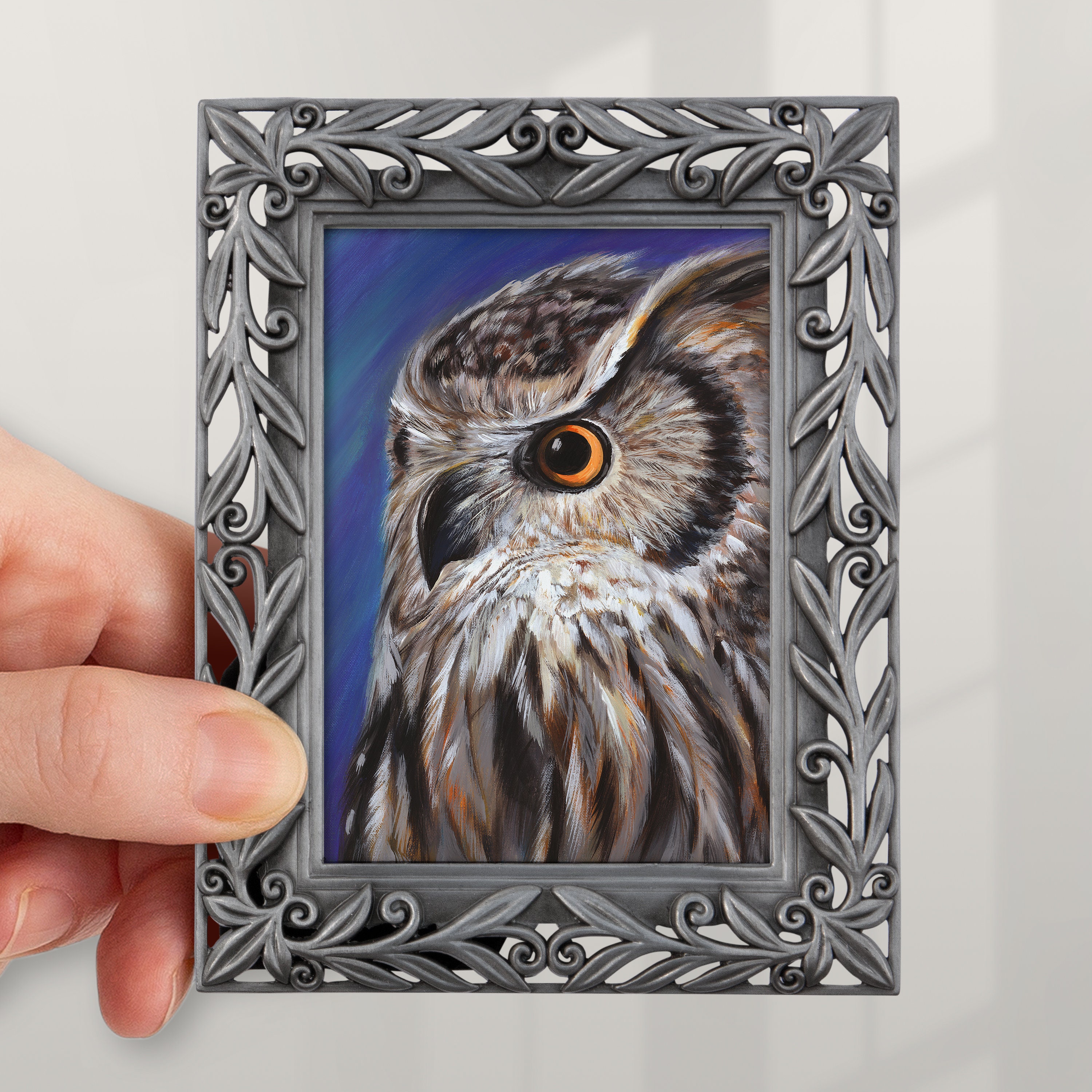 Realistic Owl Print With Frame Original Owl Wall Decor From Painting ...
