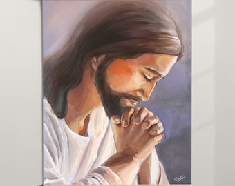 Realistic Jesus Christ Print from Acrylic Painting Original Jesus Wall Decor Poster Colorful Bible Artwork Gift for Christian Lovers