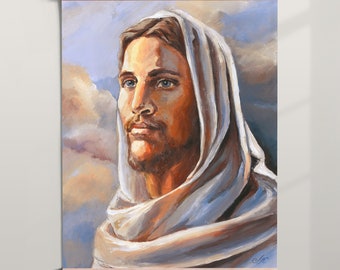 Realistic Jesus Christ Print from Acrylic Painting Original Jesus Wall Decor Poster Colorful Bible Artwork Gift for Christian Lovers