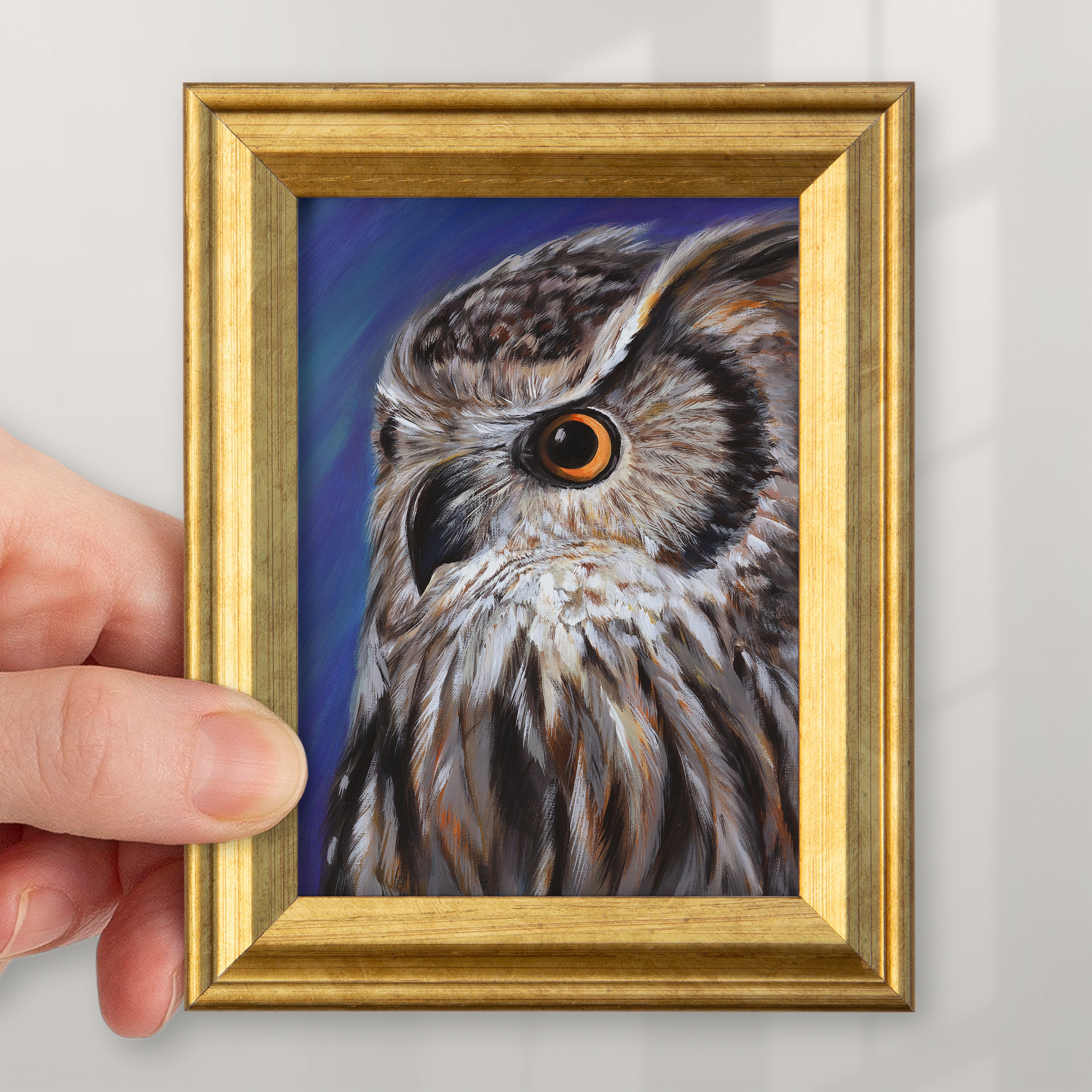 Realistic Owl Print With Frame Original Owl Wall Decor From Painting ...