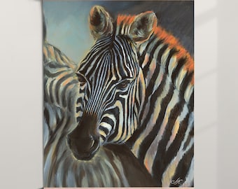 Zebra print from painting Zebra wall art decor Colorful zebra lover gift Wildlife artwork poster Animal picture UNFRAMED