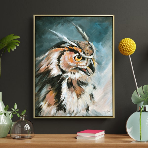 Owl Canvas Painting Etsy