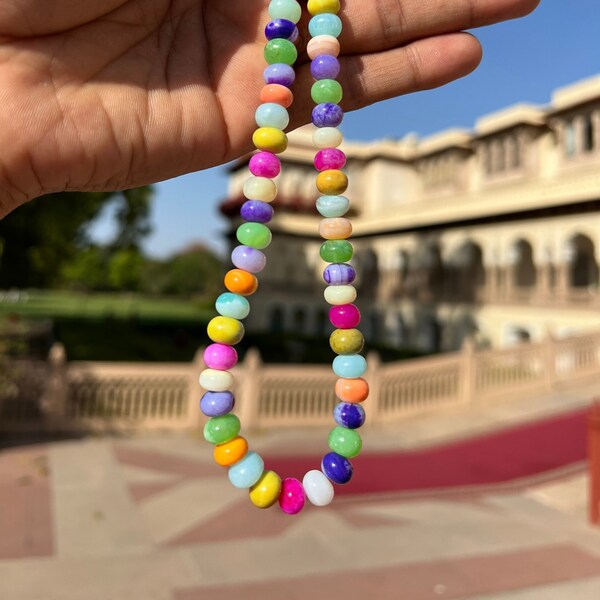 Belles perles lisses colorées en forme de rondelle d'opale, pierre précieuse d'opale de bonbon de 16 pouces, perles en gros AAA pour l'artisanat de fabrication de bijoux