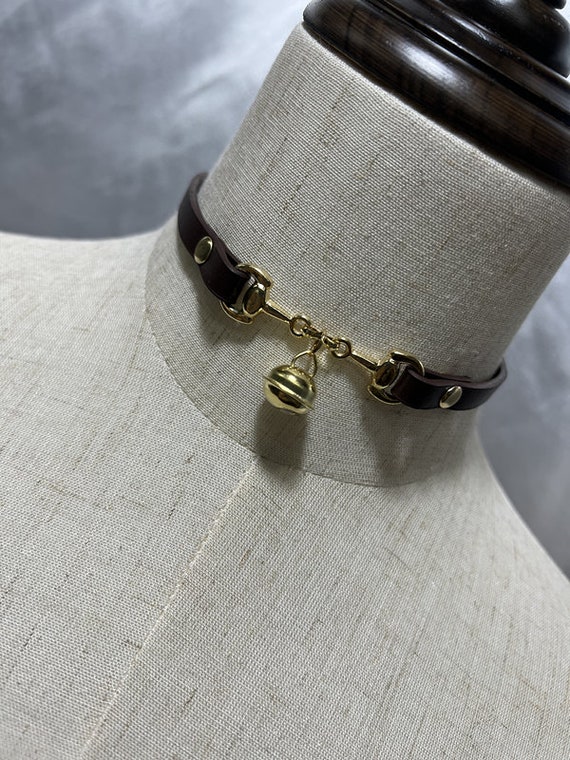Handmade Gothic Leather Bell Choker: Dark Style Collar Necklace