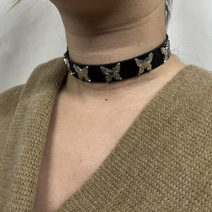 European and American punk style handmade leather heart butterfly star necklace collar