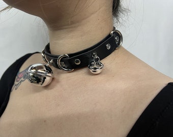 Fashion Personalized Bell Collar Handmade Leather Punk Collar Necklace